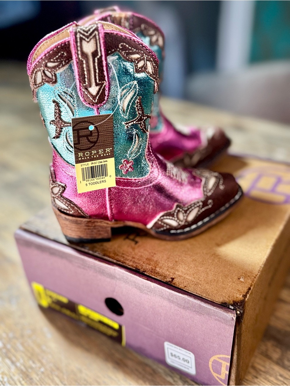 Brand new Roper Pink and Turquoise toddler Western Cowgirl Boots